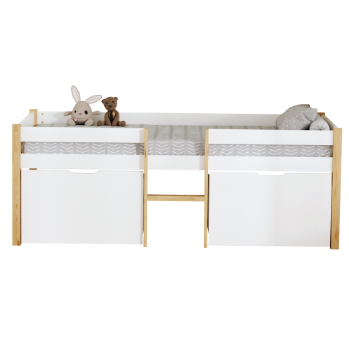 Posteľ s úložným priestorom, 90x200, dub/biela, JUNA