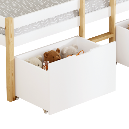 Posteľ s úložným priestorom, 90x200, dub/biela, JUNA