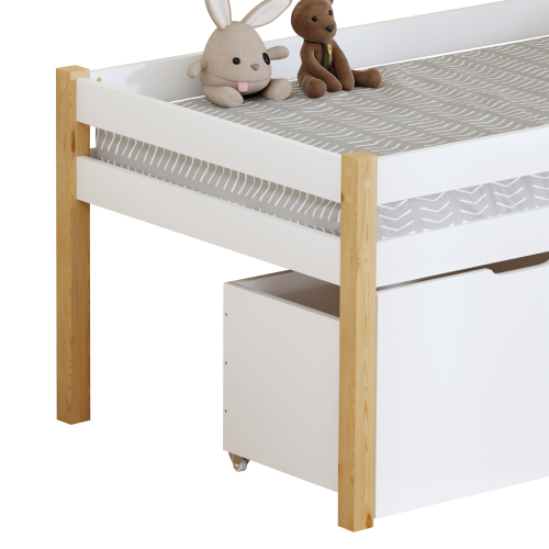 Posteľ s úložným priestorom, 90x200, dub/biela, JUNA