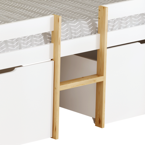 Posteľ s úložným priestorom, 90x200, dub/biela, JUNA