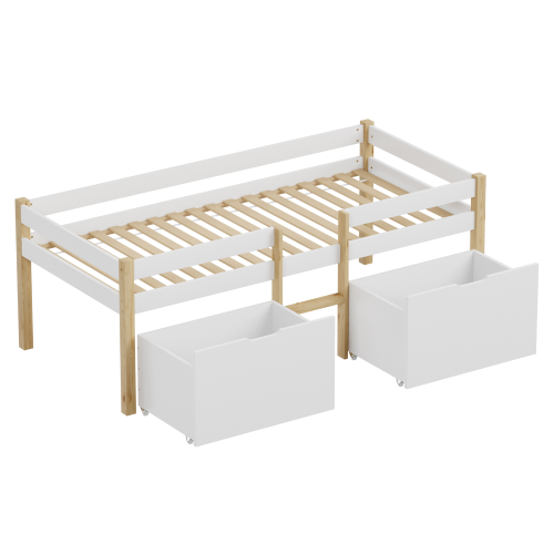 Posteľ s úložným priestorom, 90x200, dub/biela, JUNA