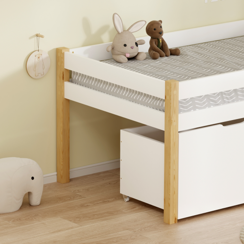 Posteľ s úložným priestorom, 90x200, dub/biela, JUNA