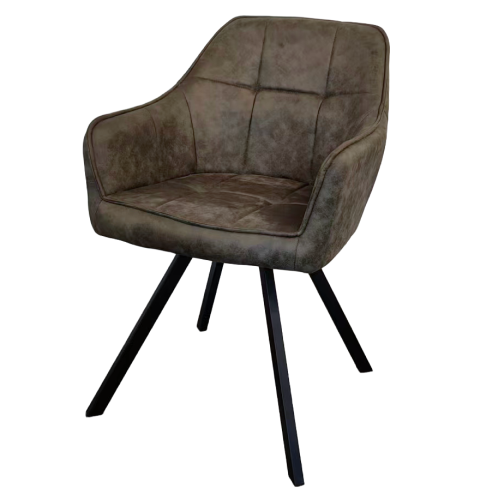 Otočné jedálenské kreslo, zelená látka s efektom brúsenej kože, SAMANTA