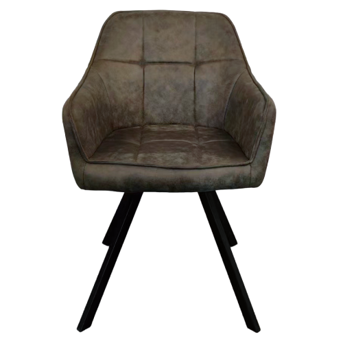 Otočné jedálenské kreslo, zelená látka s efektom brúsenej kože, SAMANTA