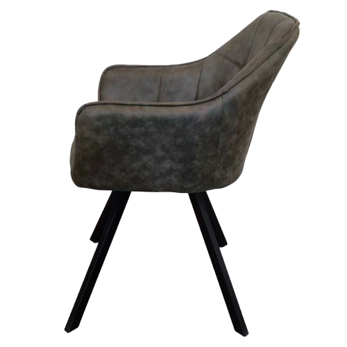 Otočné jedálenské kreslo, zelená látka s efektom brúsenej kože, SAMANTA