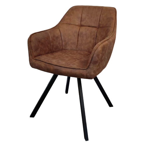 Otočné jedálenské kreslo, tmavohnedá látka s efektom brúsenej kože, SAMANTA