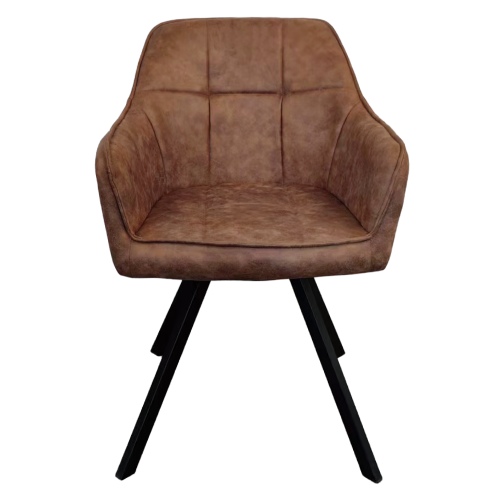 Otočné jedálenské kreslo, tmavohnedá látka s efektom brúsenej kože, SAMANTA