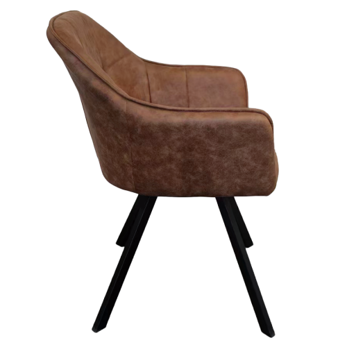 Otočné jedálenské kreslo, tmavohnedá látka s efektom brúsenej kože, SAMANTA