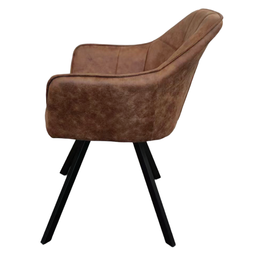 Otočné jedálenské kreslo, tmavohnedá látka s efektom brúsenej kože, SAMANTA