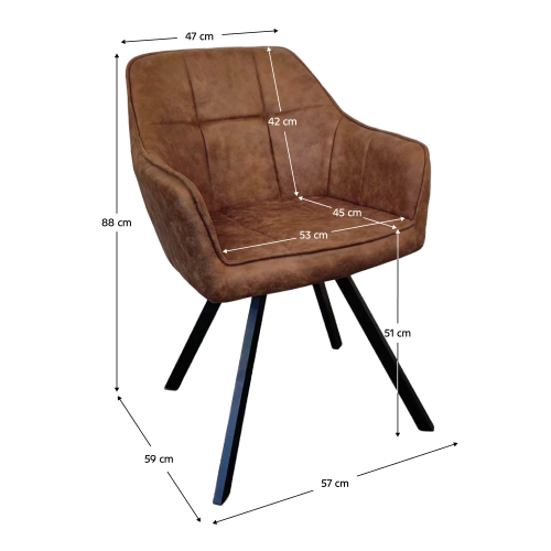 Otočné jedálenské kreslo, tmavohnedá látka s efektom brúsenej kože, SAMANTA