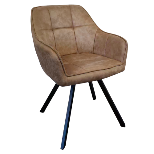 Otočné jedálenské kreslo, sivohnedá látka s efektom brúsenej kože, SAMANTA