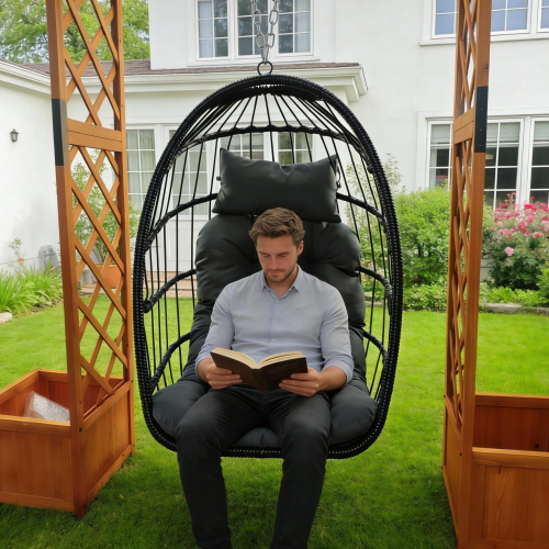 Závesné kreslo, skladacie, čierna, NOBELO