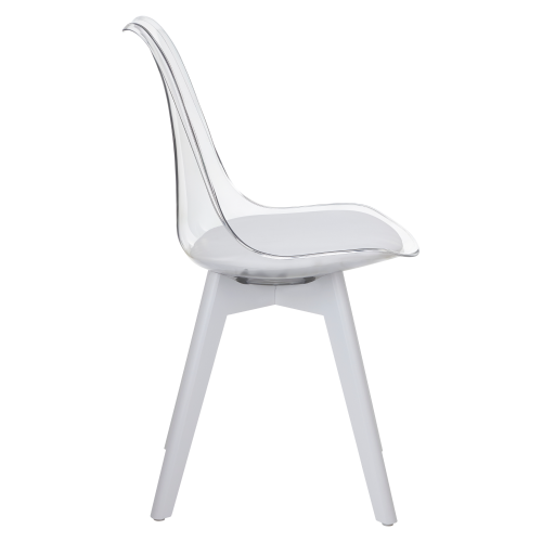 Stolička, transparentná biela, akryl/ekokoža/biela, BALI 3 NEW