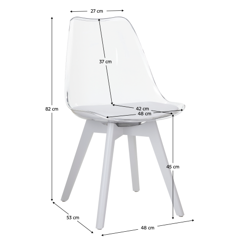 Stolička, transparentná biela, akryl/ekokoža/biela, BALI 3 NEW
