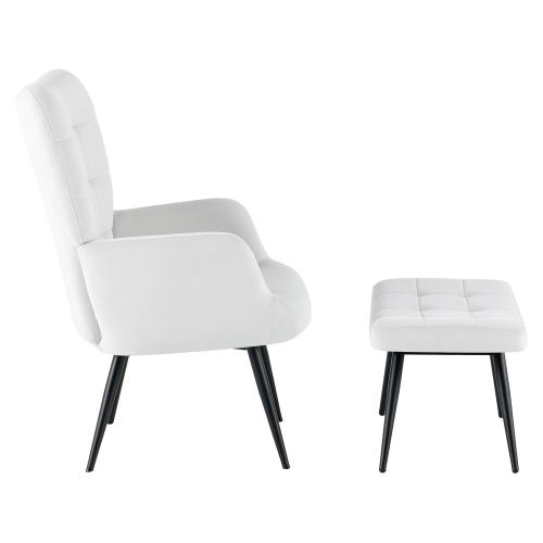 Kreslo s podnožou, svetlosivá Velvet látka/čierna, HABEN