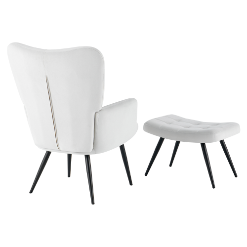 Kreslo s podnožou, svetlosivá Velvet látka/čierna, HABEN