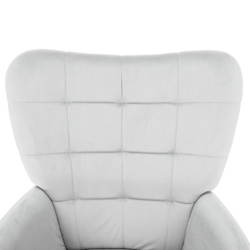 Kreslo s podnožou, svetlosivá Velvet látka/čierna, HABEN