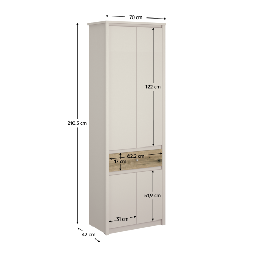 Skriňa, kašmír/dub evoke, KAROS 4D1S/70