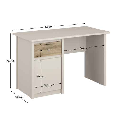 Univerzálny PC stolík, kašmír/dub evoke, KAROS 1D1S/120