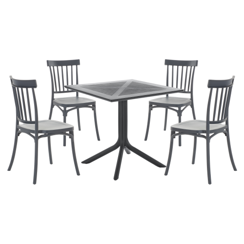 Stohovateľná stolička, tmavosivá, SAZEN NEW