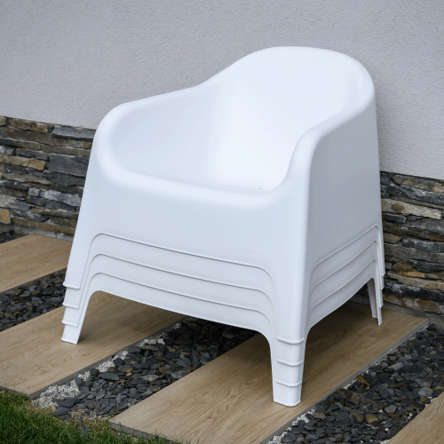 Stohovateľné kreslo, biela, plast, SOKRA NEW