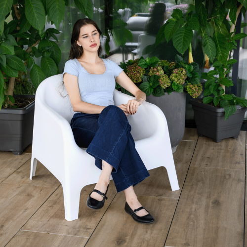 Stohovateľné kreslo, biela, plast, SOKRA NEW