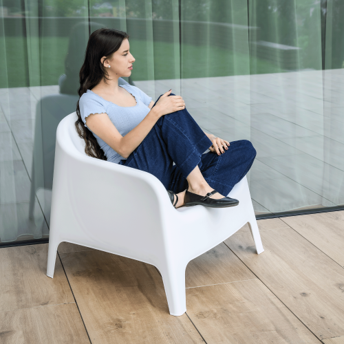 Stohovateľné kreslo, biela, plast, SOKRA NEW