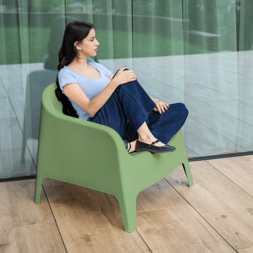 Stohovateľné kreslo, zelená, plast, SOKRA NEW