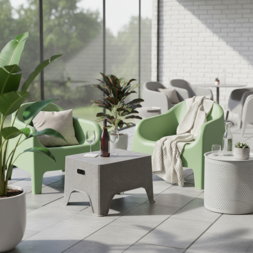 Stohovateľné kreslo, zelená, plast, SOKRA NEW