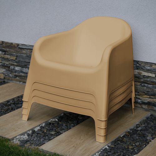 Stohovateľné kreslo, hnedá, plast, SOKRA NEW