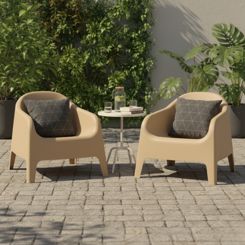 Stohovateľné kreslo, hnedá, plast, SOKRA NEW