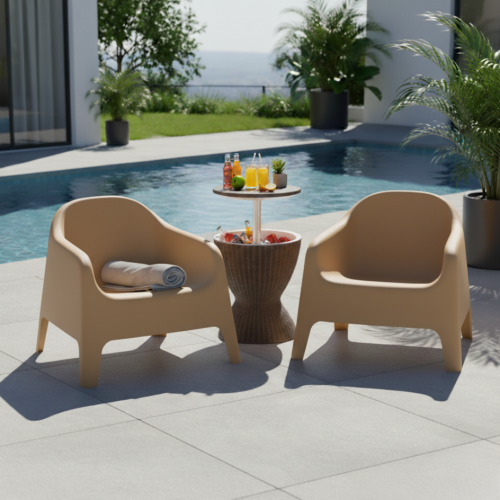 Stohovateľné kreslo, hnedá, plast, SOKRA NEW