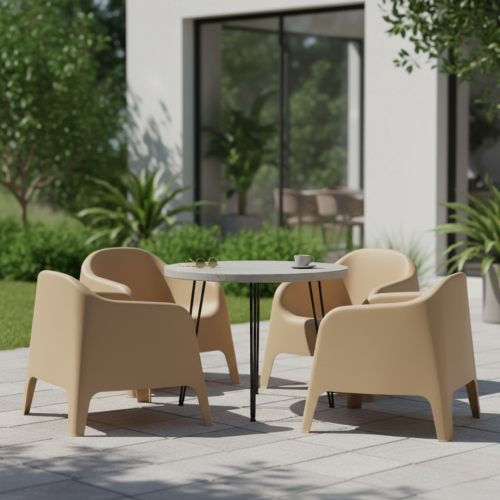 Stohovateľné kreslo, hnedá, plast, SOKRA NEW