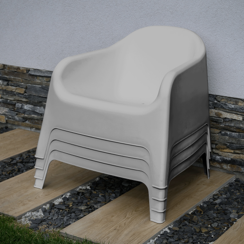 Stohovateľné kreslo, sivá, plast, SOKRA NEW