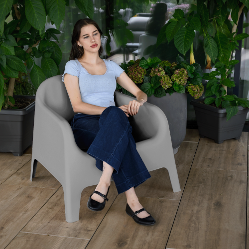 Stohovateľné kreslo, sivá, plast, SOKRA NEW