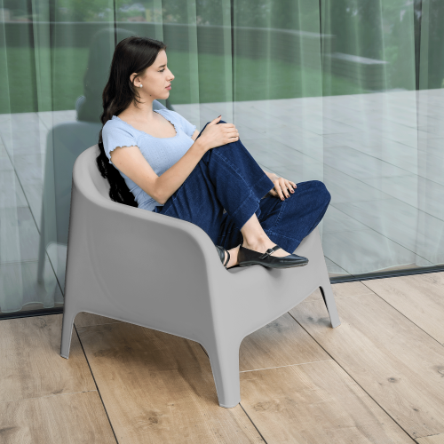 Stohovateľné kreslo, sivá, plast, SOKRA NEW