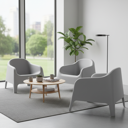 Stohovateľné kreslo, sivá, plast, SOKRA NEW