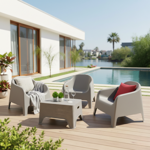 Stohovateľné kreslo, sivá, plast, SOKRA NEW