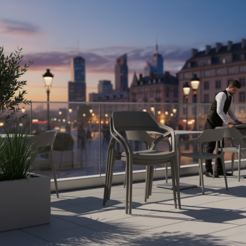 Stohovateľná stolička, sivá, ALFIO