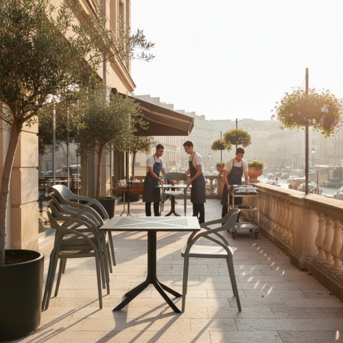 Stohovateľná stolička, sivá, ALFIO