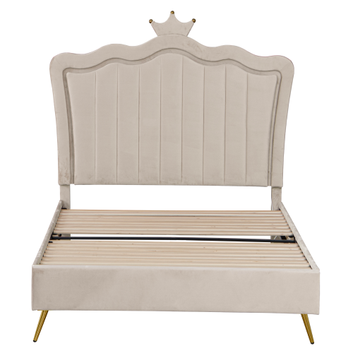 Posteľ s roštom, 90x200, béžová Velvet látka, RANIA