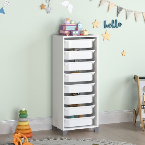 Regál s úložnými boxmi, biela, LUNOR