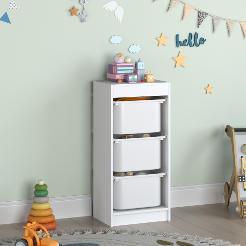 Regál s úložnými boxami, biela, DUVAN