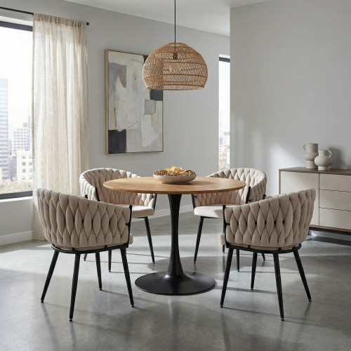 Jedálenské kreslo, svetlobéžová Velvet látka/čierna, BLER