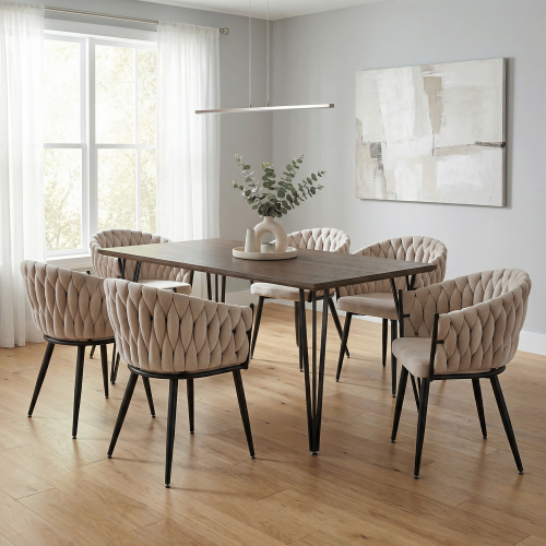 Jedálenské kreslo, svetlobéžová Velvet látka/čierna, BLER