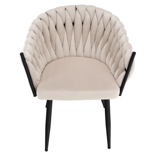 Jedálenské kreslo, svetlobéžová Velvet látka/čierna, BLER