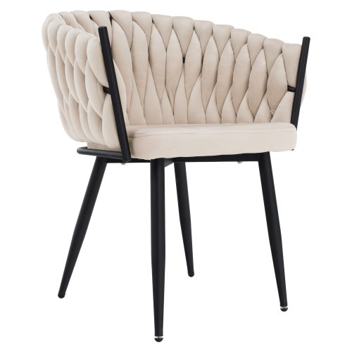 Jedálenské kreslo, svetlobéžová Velvet látka/čierna, BLER