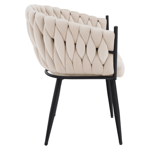 Jedálenské kreslo, svetlobéžová Velvet látka/čierna, BLER