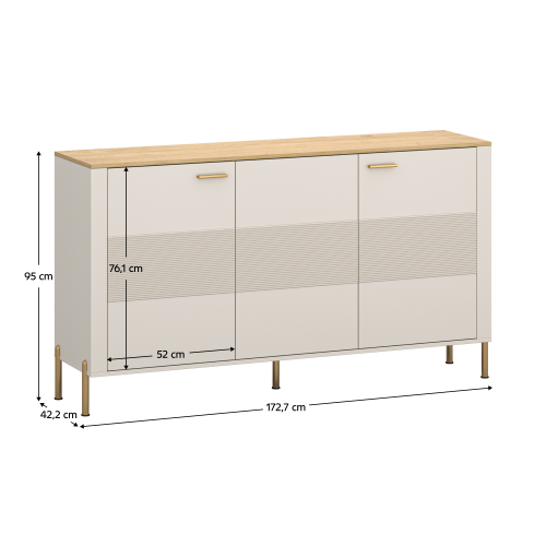 Komoda, kašmír/dub kamenný, RUNOL 3D