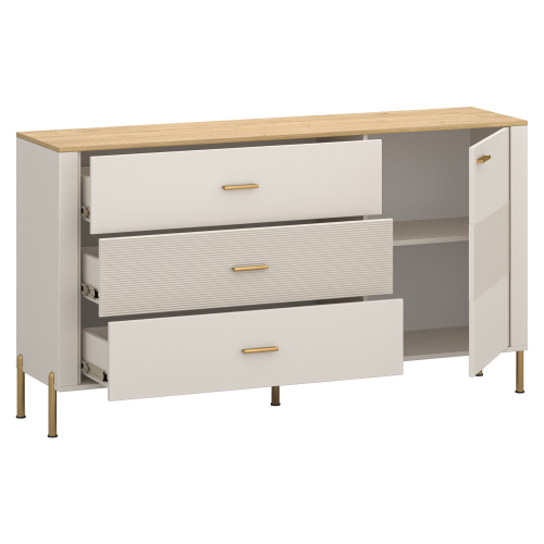 Komoda, kašmír/dub kamenný, RUNOL 1D3S